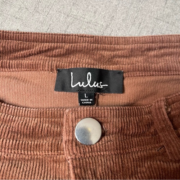 Lulu’s Happy Go Lucky Brown Corduroy Mini Skirt Frayed Hem Large - Picture 11 of 11